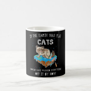 Caneca De Café Terra Plana Gato Engraçado Gatinho Espacial Univer