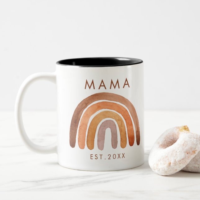 Caneca De Café Terra Tone Boho Rainbow Mãe Coffee Mug (Com Donut)