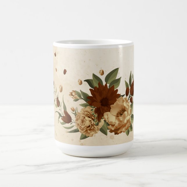 Caneca De Café terracota floral verde rústica (Centro)