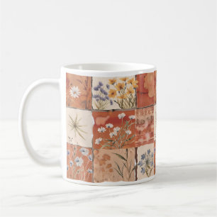 Caneca De Café Terracotta Wildflower Patchwork Rustic Boho Primav