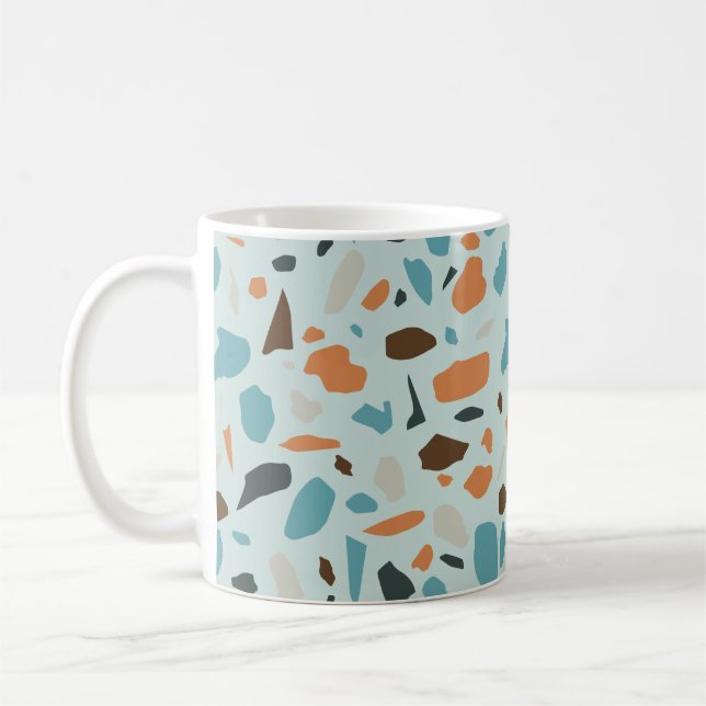 Caneca De Café Terrazzo Pattern Blue (Esquerda)