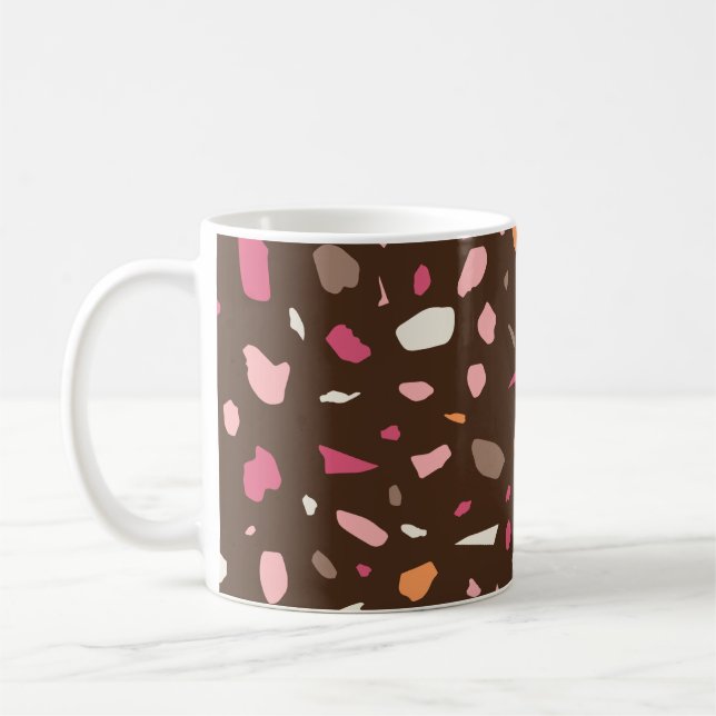Caneca De Café Terrazzo Pattern Boho Brown (Esquerda)