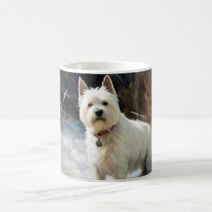 Caneca De Café Terrier Branco do West Highland Deixe Nevar Natal
