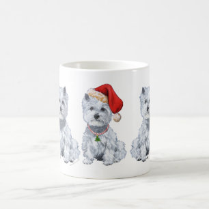 Caneca De Café Terrier Branco do West Highland Papai Noel