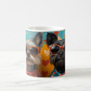Caneca De Café Terrier Escocês com Rosas do Coração Dia dos Namor