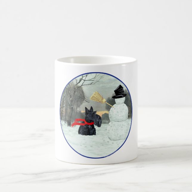 Caneca De Café Terrier Escocês e Boneco de Neve (Centro)