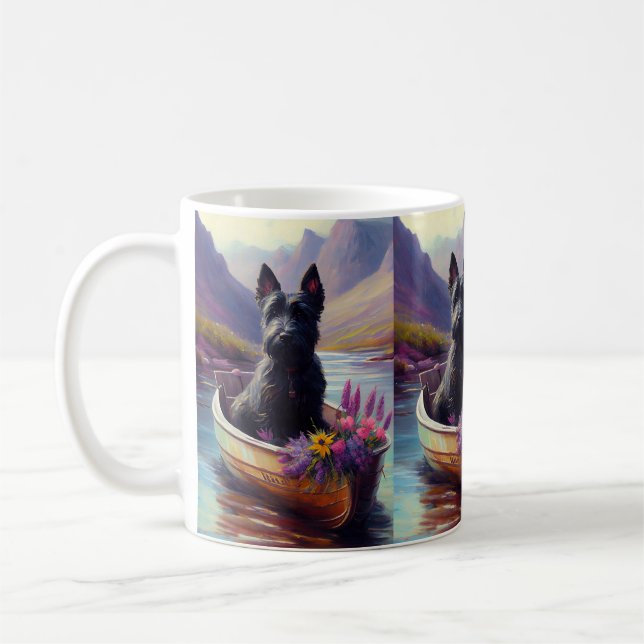 Caneca De Café Terrier escocês em um remo: uma aventura cênica (Esquerda)