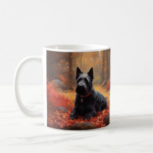 Caneca De Café Terrier escocês nas folhas de outono é inspirado
