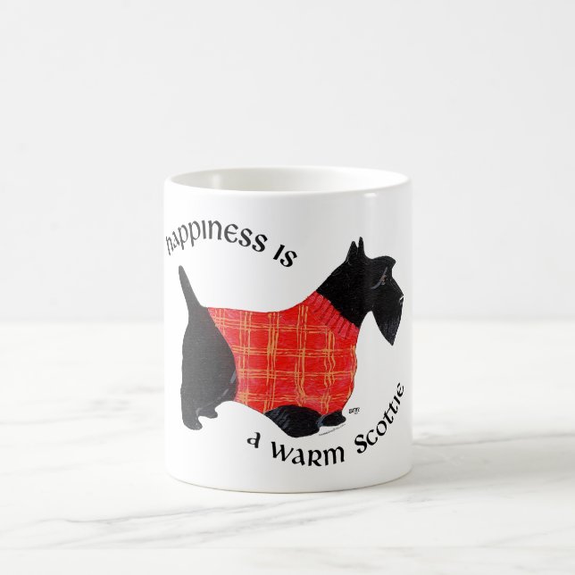 Caneca De Café Terrier escocês no Red Xadrez Sweater (Centro)