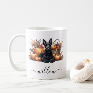 Caneca De Café Terrier Fall Mug escocês com nome personalizado