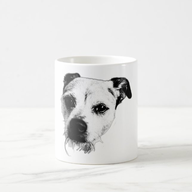 Caneca De Café Terrier Mix Close-up Monocromo Mug (Centro)