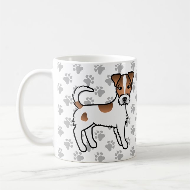 Caneca De Café Terrier Parson Russell de Capa Rugosa Branca e Beg (Esquerda)