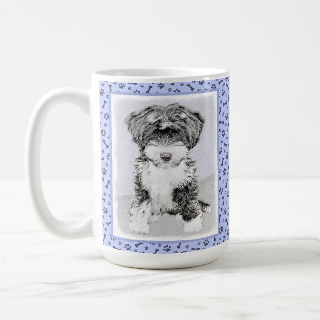 Caneca De Café Terrier tibetano que pinta - arte original bonito (Esquerda)