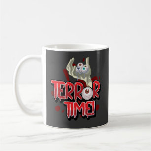 Caneca De Café Terror Time Zombie Mão com Olhos