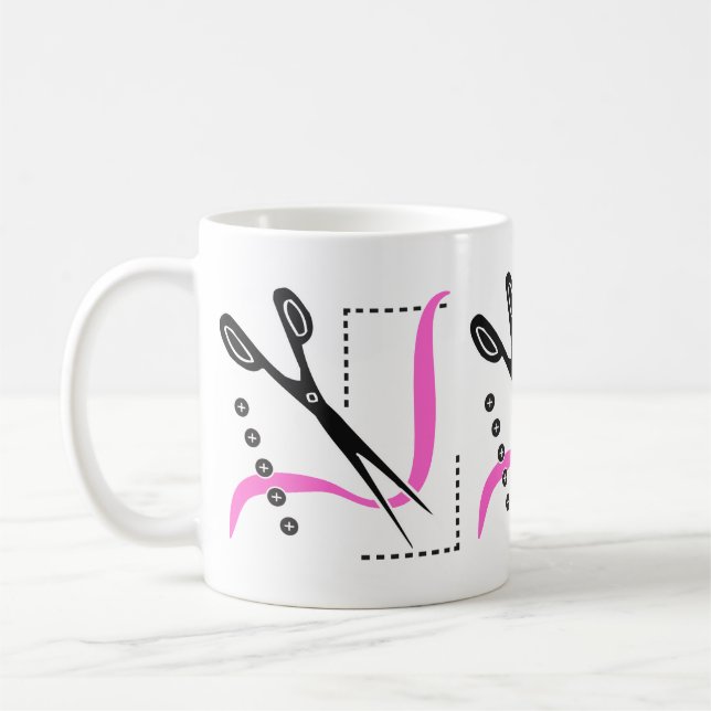 Caneca De Café Tesouras, linha ocupada e botões Sewing o tema (Esquerda)