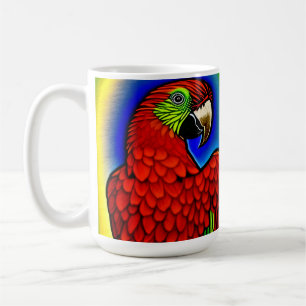Caneca De Café Tesouro Tropical: Trabalho de arte de papagaio Vib