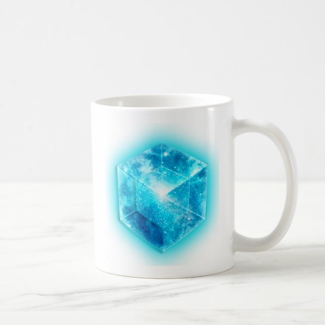 Caneca De Café Tesseract, 4D Hypercube Hyperwürfel, (Direita)