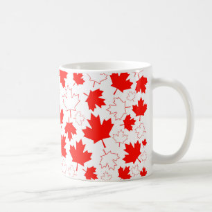 Caneca De Café Teste padrão aleatório branco vermelho da folha de