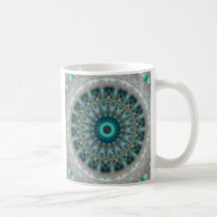 Caneca De Café Teste padrão azul do caleidoscópio da mandala da