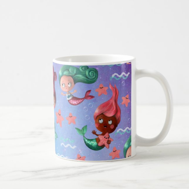 Caneca De Café Teste padrão bonito da sereia (Direita)
