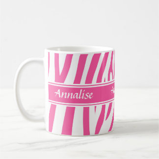 Caneca De Café Teste padrão branco cor-de-rosa customizável