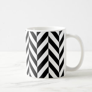 Caneca De Café Teste padrão branco preto simples de Herringbone