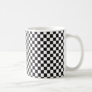Caneca De Café Teste padrão Checkered preto e branco