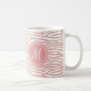 Caneca De Café Teste padrão cor-de-rosa & branco da zebra