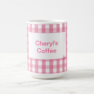 Caneca De Café Teste padrão cor-de-rosa da verificação do guin