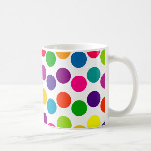 Caneca De Café Teste padrão de bolinhas colorido brilhante