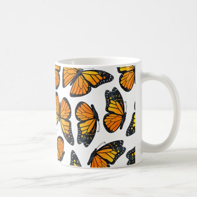 Caneca De Café Teste padrão de borboleta do monarca (Direita)