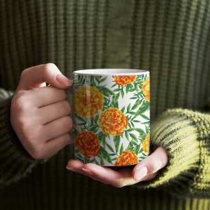 Caneca De Café Teste padrão de flor do cravo-de-defunto