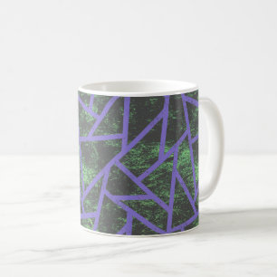 Caneca De Café Teste padrão de mosaico violeta e verde
