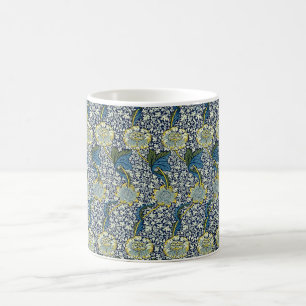 Caneca De Café Teste padrão de William Morris Kennet (azul)