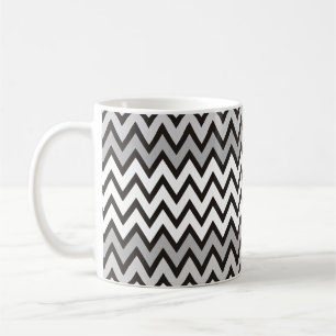 Caneca De Café Teste padrão de ZIGUEZAGUE - cinza branco preto +
