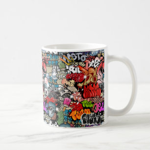 Caneca De Café Teste padrão dinâmico urbano da arte dos grafite
