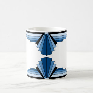 Caneca De Café Teste padrão do art deco nos azuis