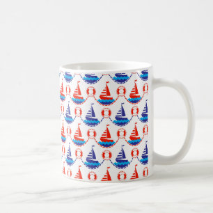Caneca De Café Teste padrão do barco de vela