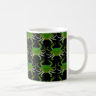 Caneca De Café Teste padrão do caranguejo azul no preto