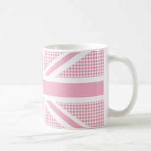 Caneca De Café Teste padrão do guingão do rosa Pastel da bandei
