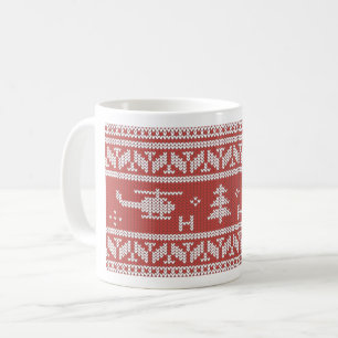 Caneca De Café Teste padrão do Natal da aviação do helicópter