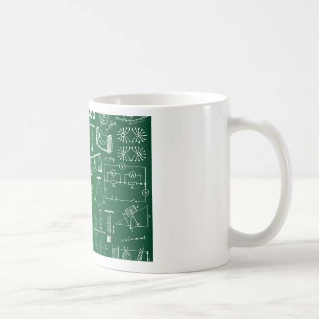 Caneca De Café Teste padrão do quadro da física (Direita)