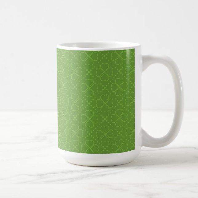 Caneca De Café Teste padrão do trevo do coração (Direita)