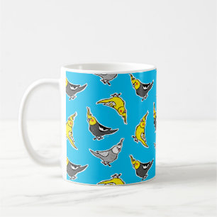 Caneca De Café Teste padrão dos Cockatiels dos desenhos animados