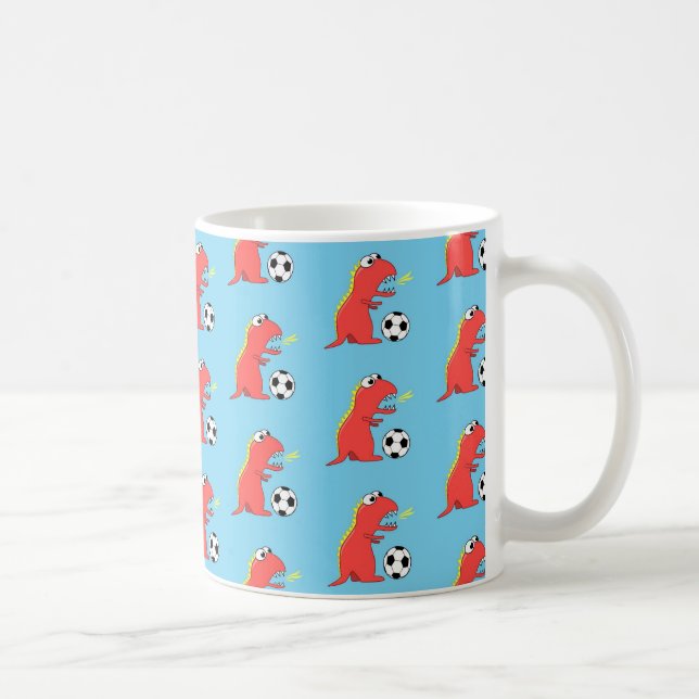 Caneca De Café Teste padrão engraçado azul do futebol do (Direita)