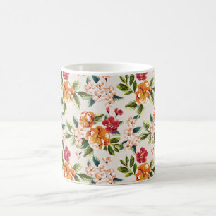 Caneca De Café Teste padrão floral da aguarela do Victorian do