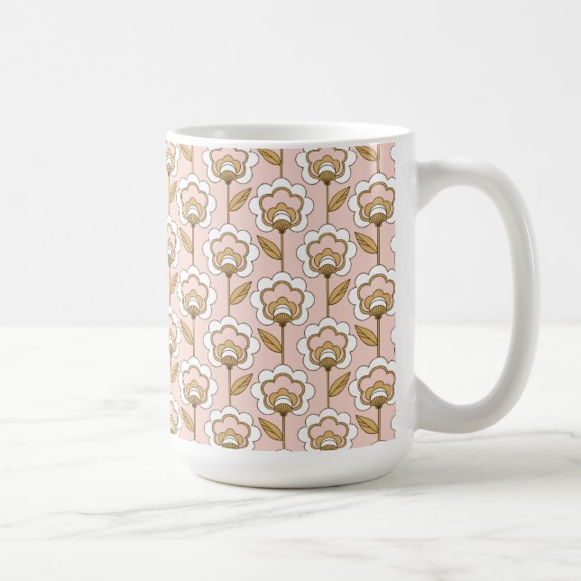Caneca De Café Teste padrão floral moderno do meio século (Direita)