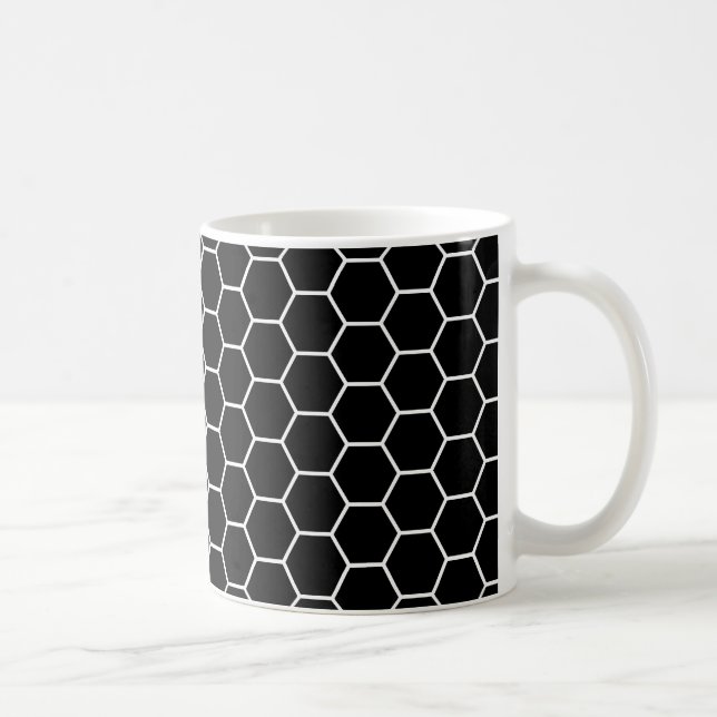 Caneca De Café Teste padrão geométrico preto e branco do hexágono (Direita)