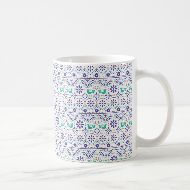 Caneca De Café Teste padrão mexicano da arte popular do azulejo (Direita)