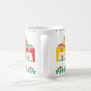 Caneca De Café Teste padrão popular floral do cavalo de Dala do